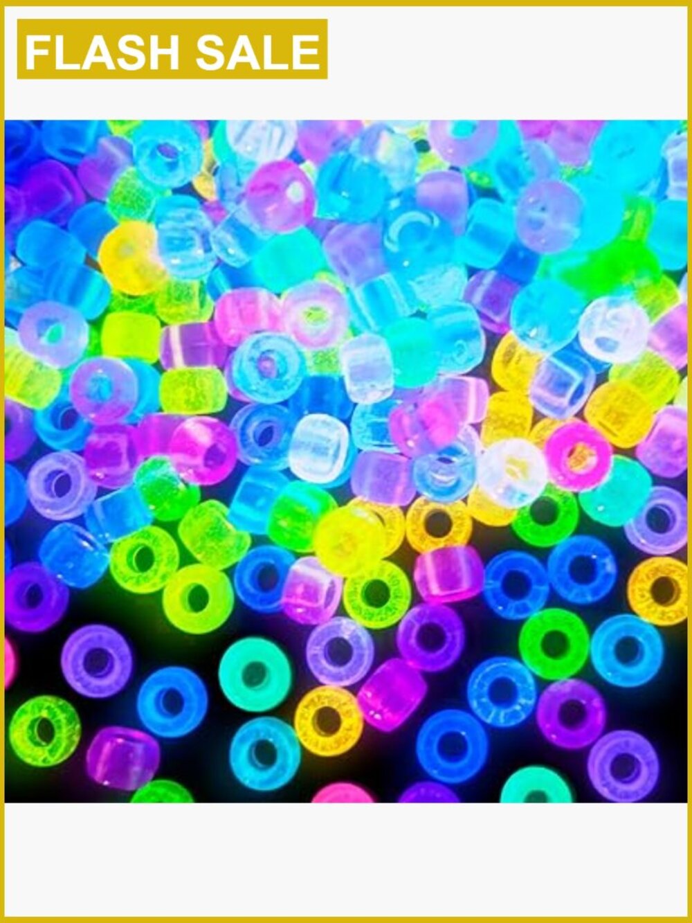 1000+ Glow in Dark Pony Beads, 6x9mm Kandi Beads for Bracelets, Hair, Crafting